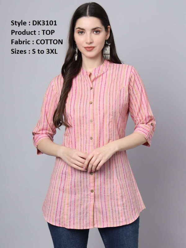 Women Regular Fit Mandarin Collar Top | - Image 17