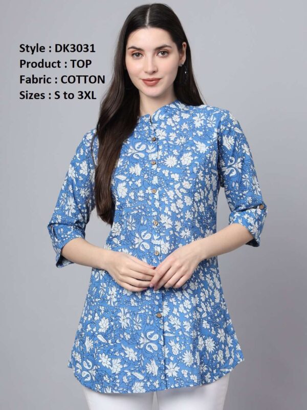 Women Regular Fit Mandarin Collar Top | - Image 6