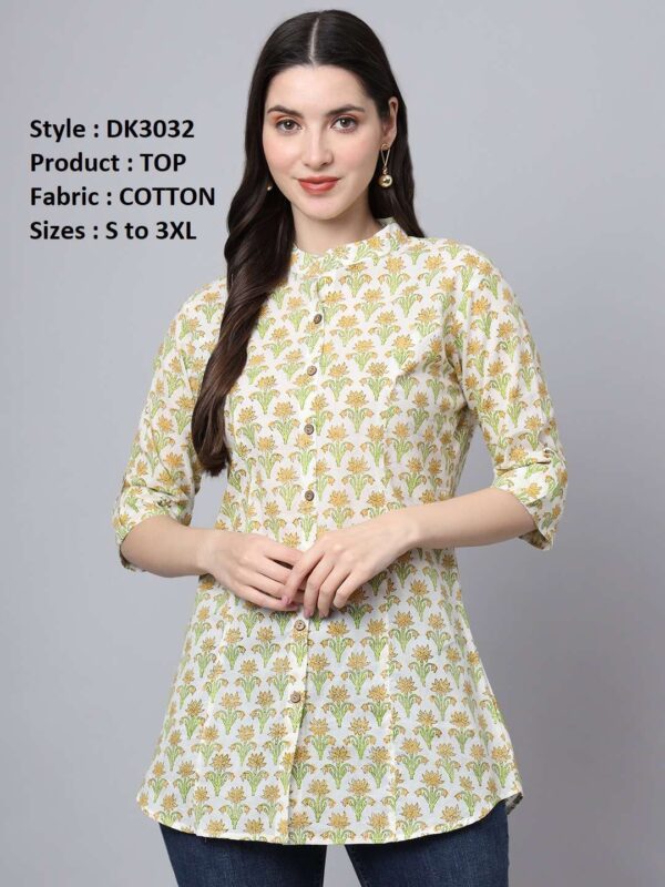 Women Regular Fit Mandarin Collar Top | - Image 5