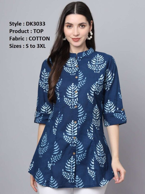 Women Regular Fit Mandarin Collar Top | - Image 4