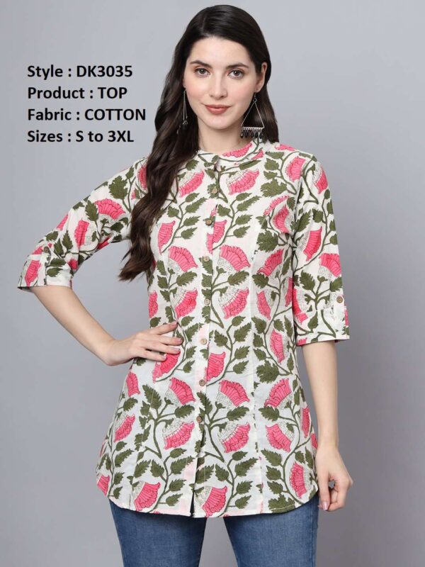Women Regular Fit Mandarin Collar Top | - Image 3