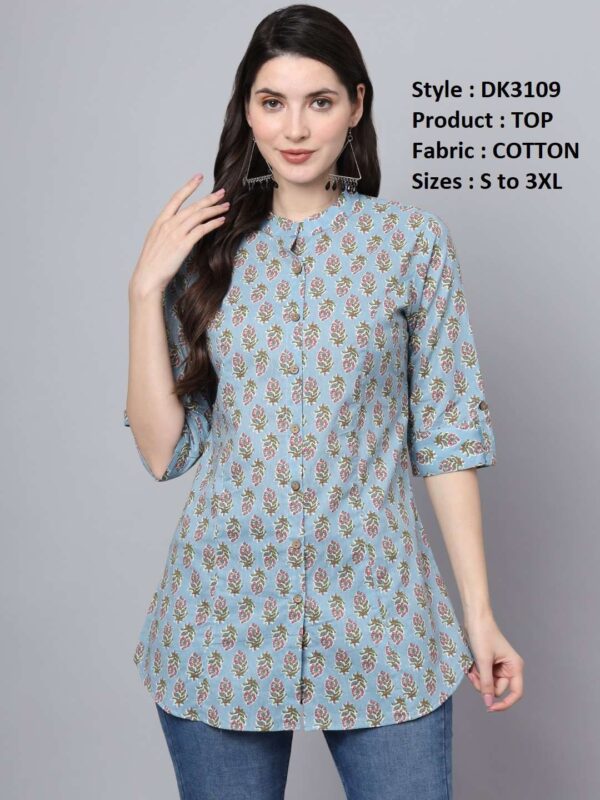 Women Regular Fit Mandarin Collar Top | - Image 12