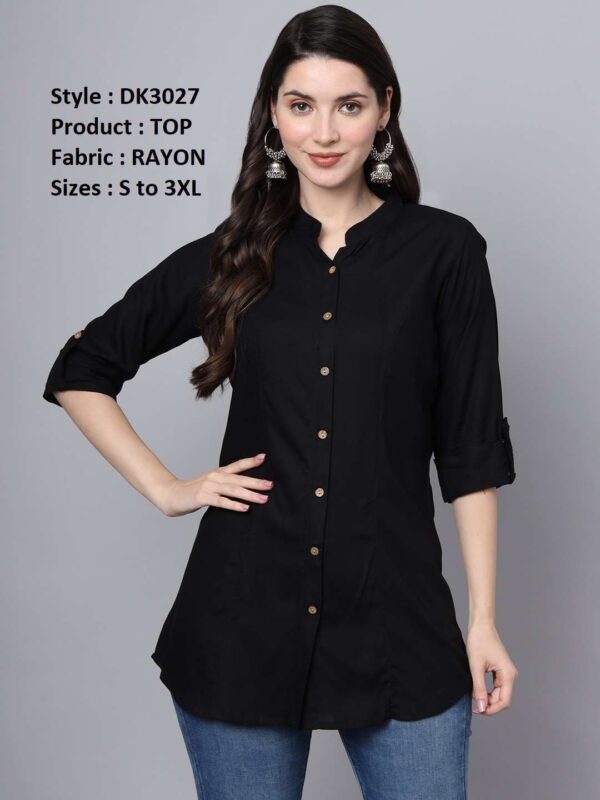Women Regular Fit Mandarin Collar Top | - Image 10