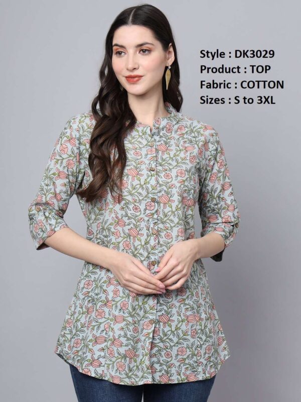 Women Regular Fit Mandarin Collar Top | - Image 8