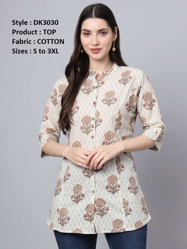 Women Regular Fit Mandarin Collar Top | - Image 7