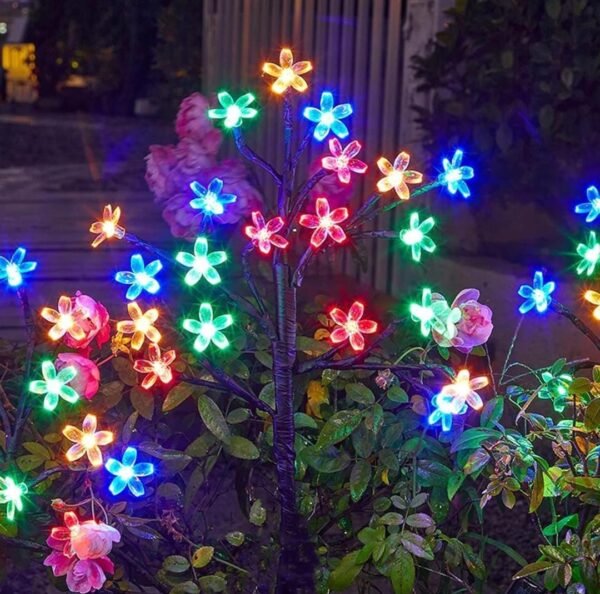 suddus Solar String Lights for Outside, 2 Pack 100 LED Flower Solar Powered Lights String, Solar Lights for Christmas Tree, Patio, Garden, Fence, Bush Decorations.